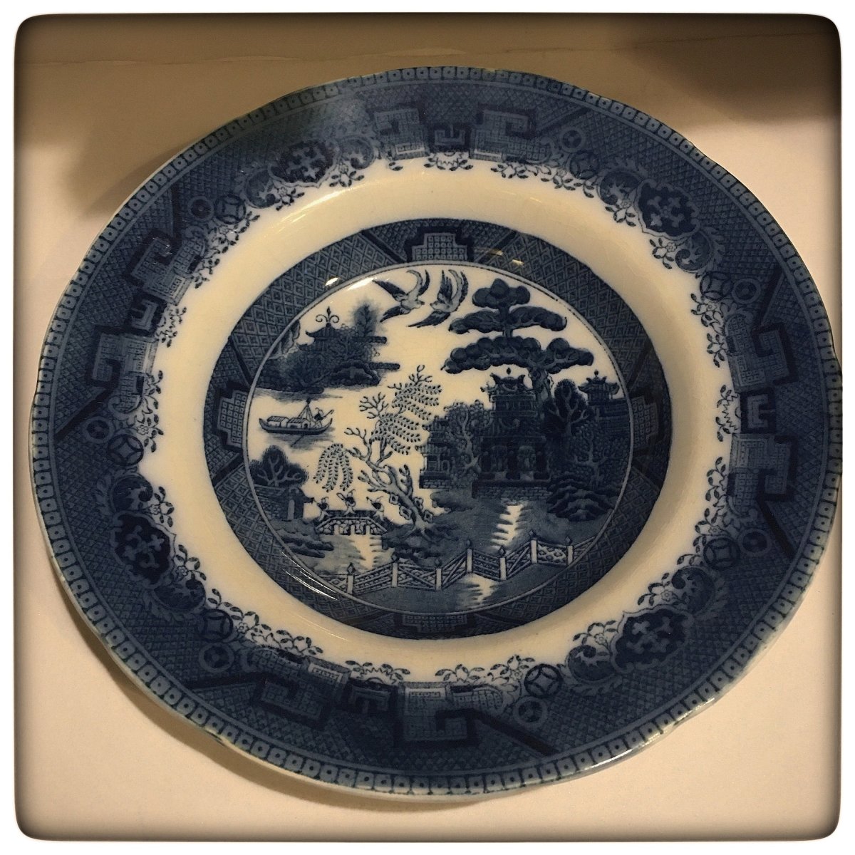 Booths | Davenport | Antique | Flow blue | Willow | Set of 4 soup bowls c. 1922 - Chinamania.shop