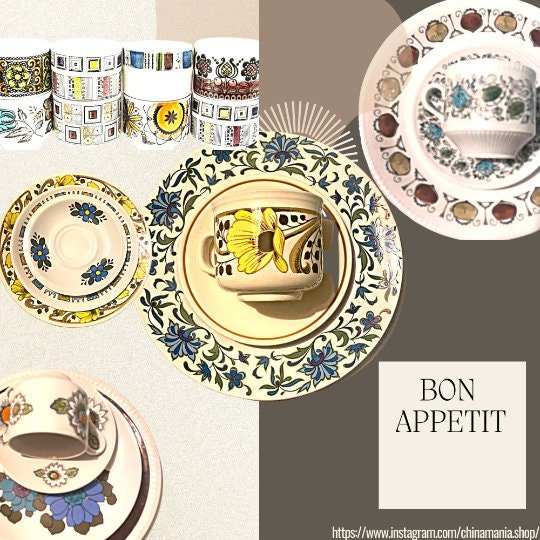 Broadhurst | Romany | Kathie Winkle | Retro MisMatched Mosaic Tableware, Vintage Cups & Saucers - Chinamania.shop