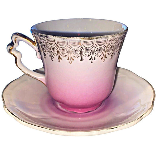 Carl Tielsch | Bright Bavarian Pink Cup & Saucer | Art Nouveau/Deco Antique - Chinamania.shop