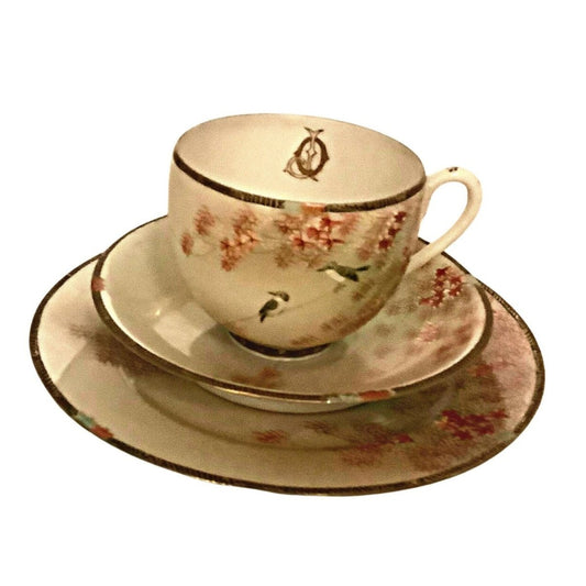 Eggshell Porcelain | Heirloom Quality | Handpainted Japanese Kutani | Tea Trio