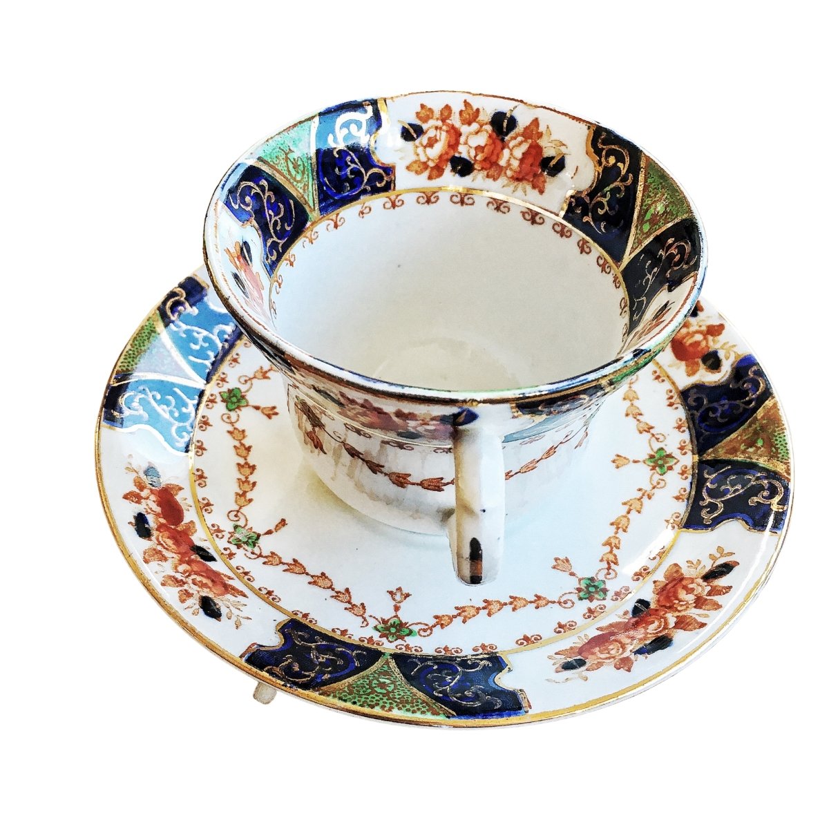 F.J.J. Milgrove | Glorious Antique | Cup & Saucer | Handpainted Imari style c. 1914, Earthenware - Chinamania.shop