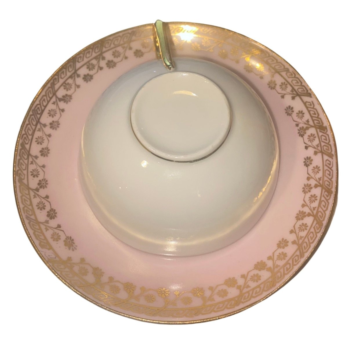 Delightful Pink & Gold Fragonard Mocha Cup, Smooth White Exterior with Gilded Handle - Chinamania.shop