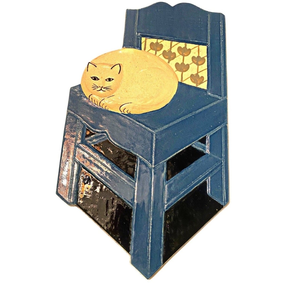 Gustavsberg | Cat on Chair | Hennix | Stoneware Wall Plaque - Chinamania.shop