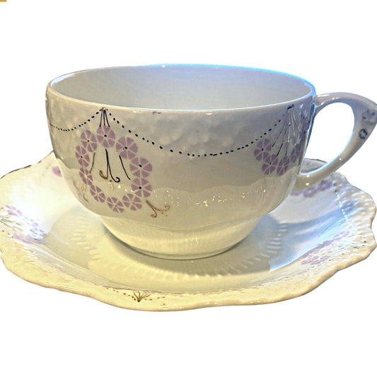 Hermann Ohme | Art Nouveau/Deco | Cup & Saucer | Unknown decor, lilac empire c. 1920, Silesia Germany - Chinamania.shop