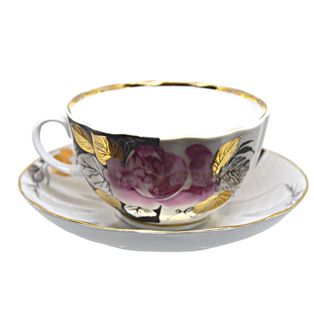 Lomonosov USSR | Rose | Tulip model tea cup w/22k | Vintage USSR ЛФЗ - Chinamania.shop