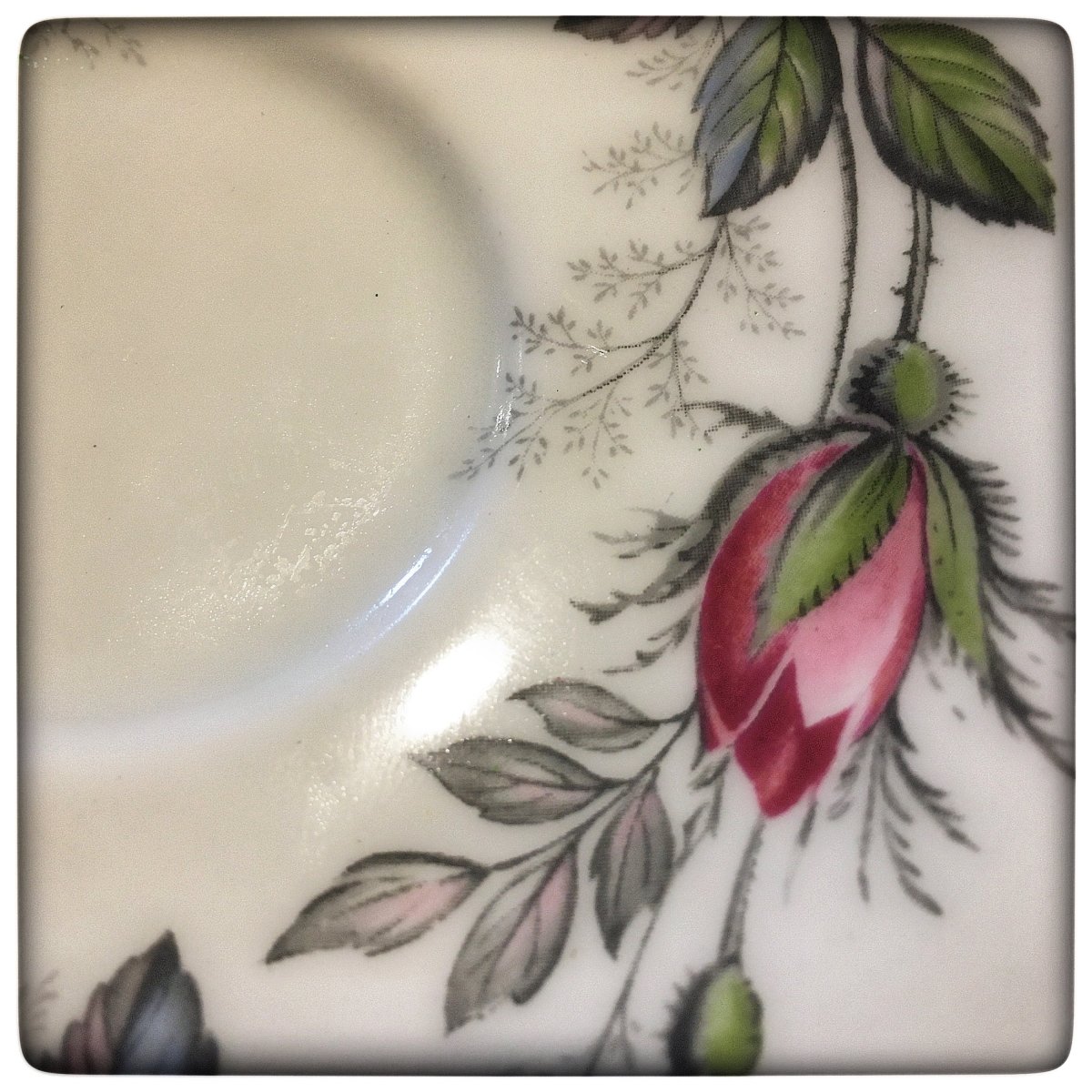 Paragon | Fine China, Bridal rosebud motif w. dusty pink & antique green, English demitasse duo - Chinamania.shop