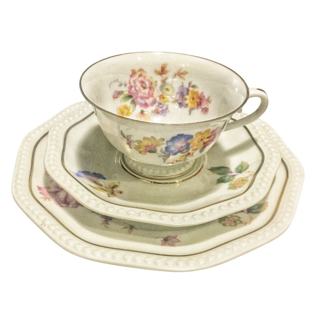 Rosenthal | Antique 1921 | demitasse tea trio, cup saucer & plate with floral detail - Chinamania.shop
