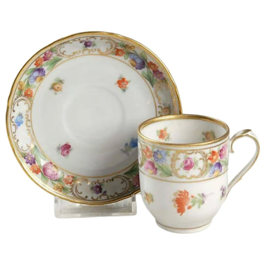 Schumann Arzberg | Empress Dresden Flowers | Mocha | Vintage Cup & Saucer - Chinamania.shop
